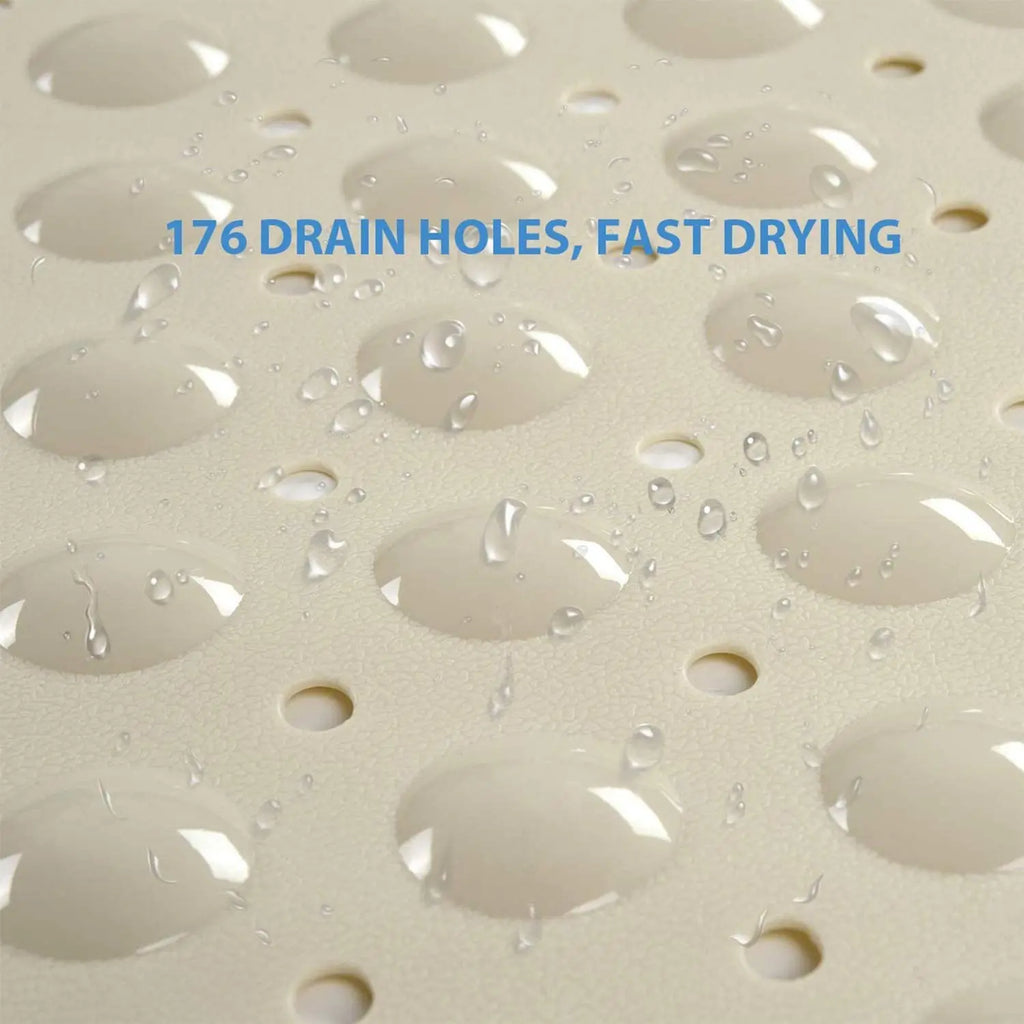 Cream Soft Bubble bath mat close-up showing raised surface and water drainage holes