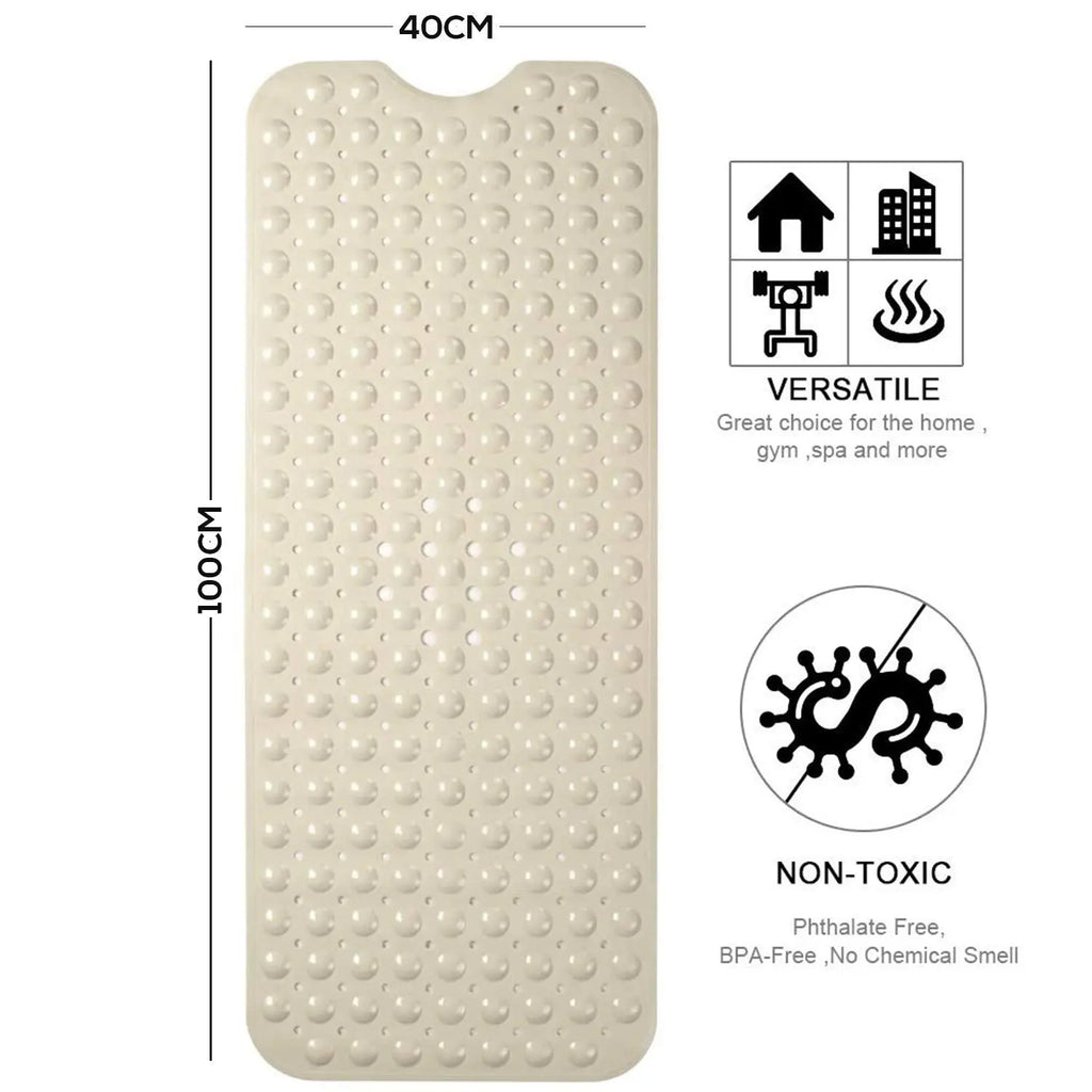 LifeKrafts cream Soft Bubble bath mat 100 x 40 cm for bathroom and shower floors