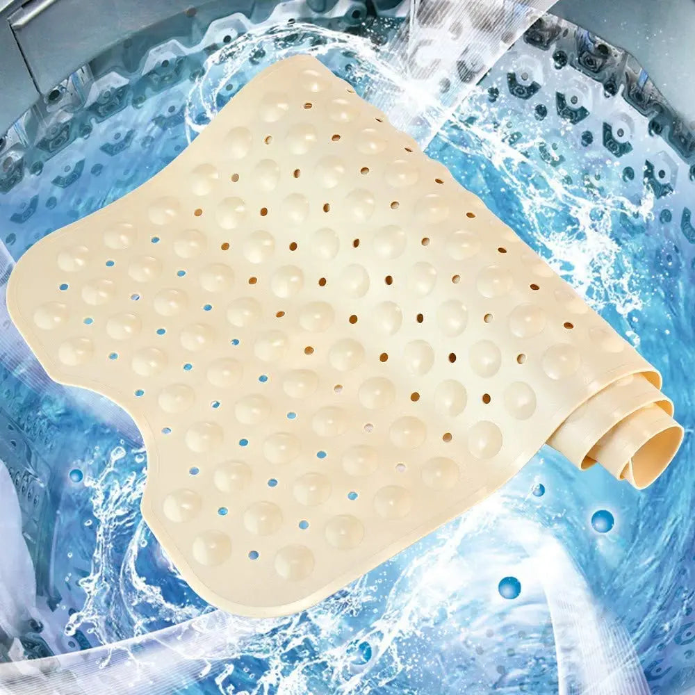Washable cream Soft Bubble anti-slip bath mat with drainage holes for bathroom use