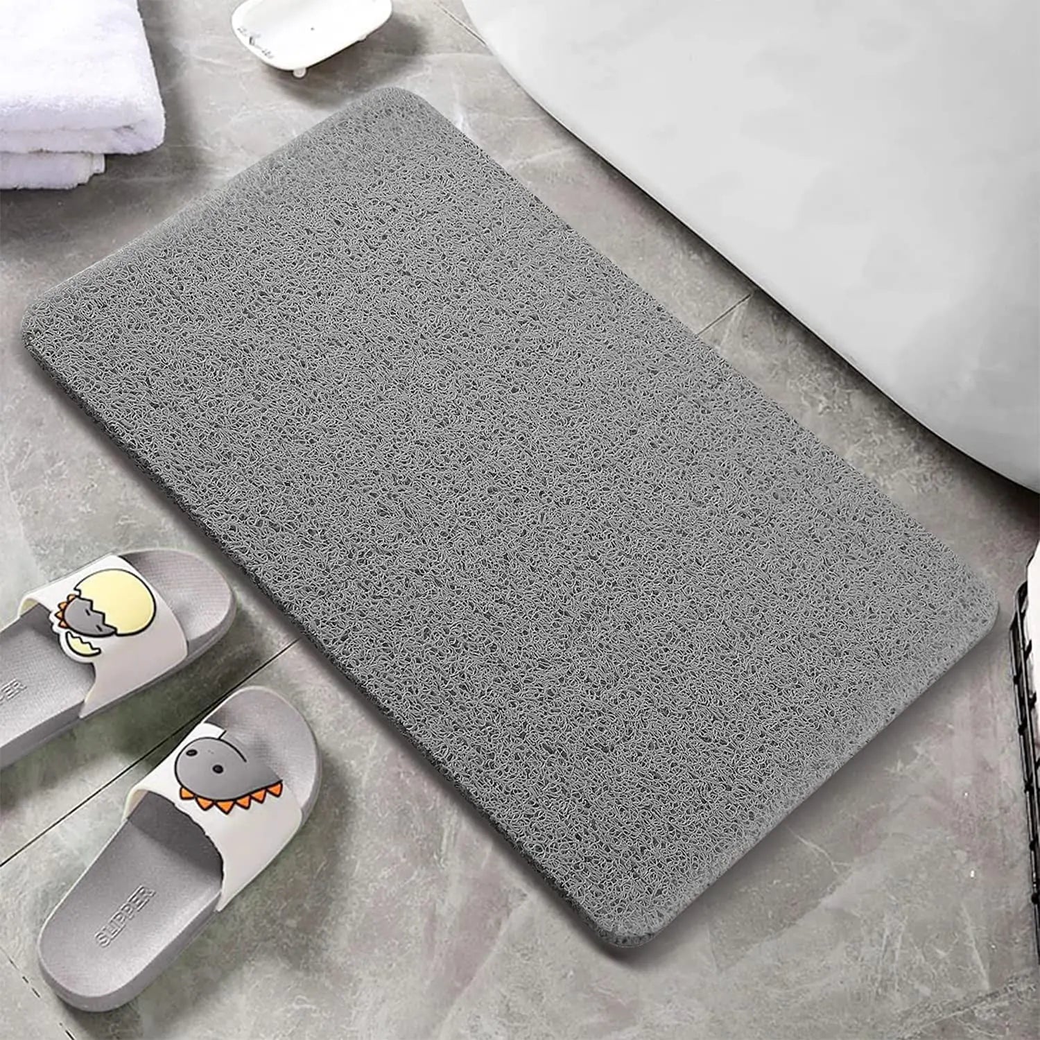 PVC Loofah Anti-Slip Shower Mat with Non-Slip Textured Backing Quick Drying anti-skid floor mats LifeKrafts
