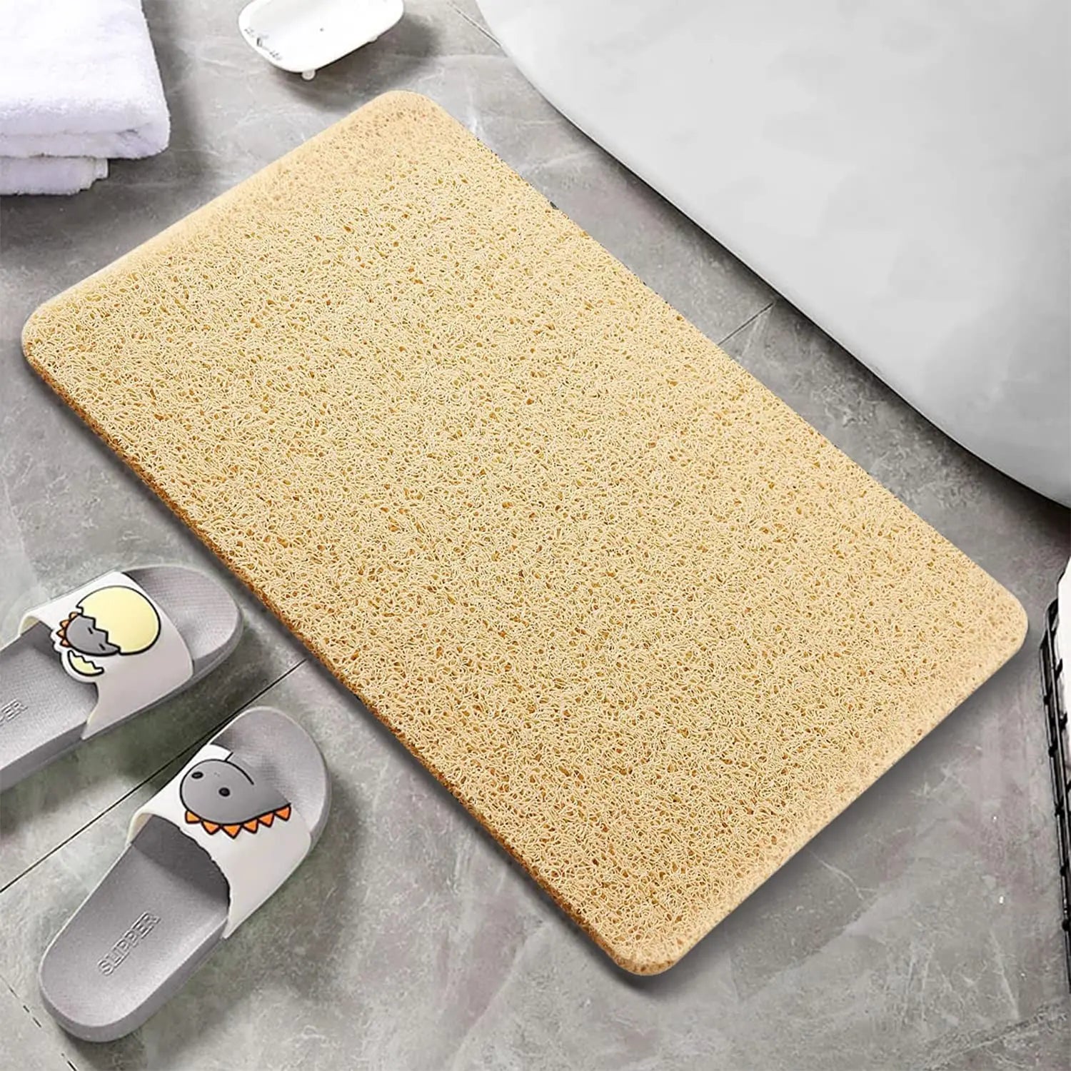 PVC Loofah Anti-Slip Shower Mat with Non-Slip Textured Backing Quick Drying LifeKrafts