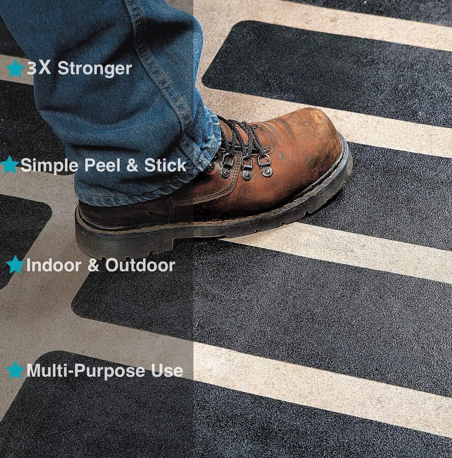 Pre-cut Non Slip PEVA Strips for Staircase, Indoor, Outdoor | Pack of 10, Size 60x15cms, Black color| LifeKrafts