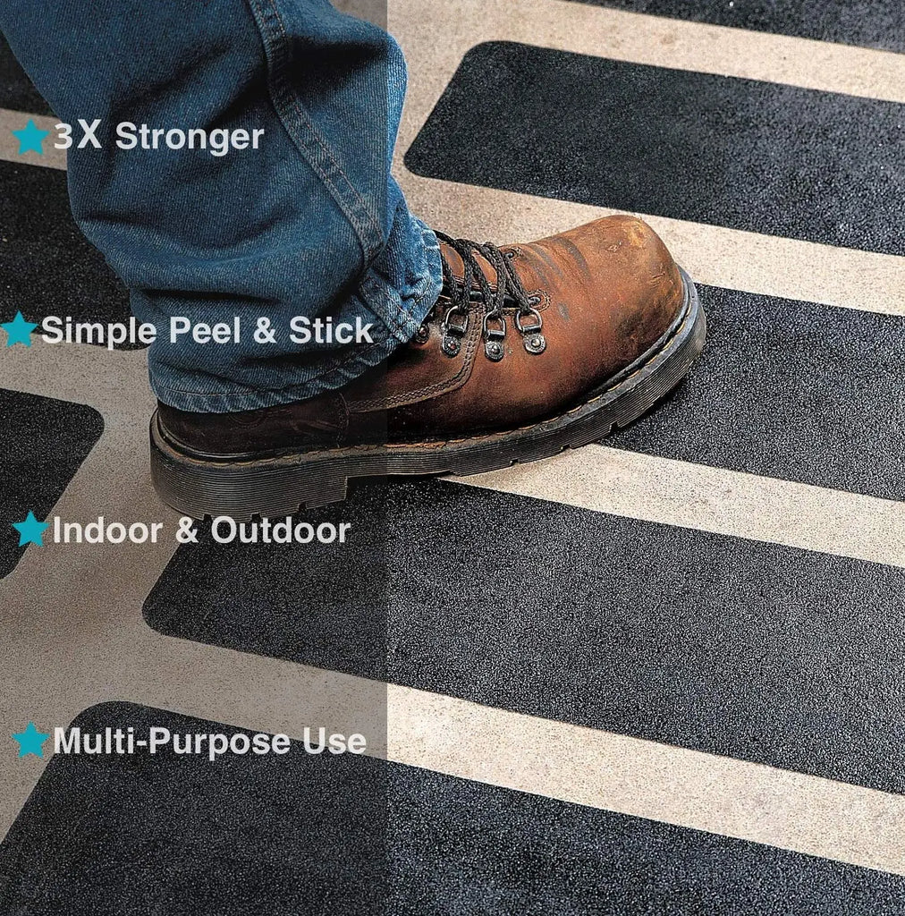 Pre-cut Non Slip PEVA Strips for Staircase, Indoor, Outdoor | Pack of 10, Size 60x15cms, Black color| LifeKrafts