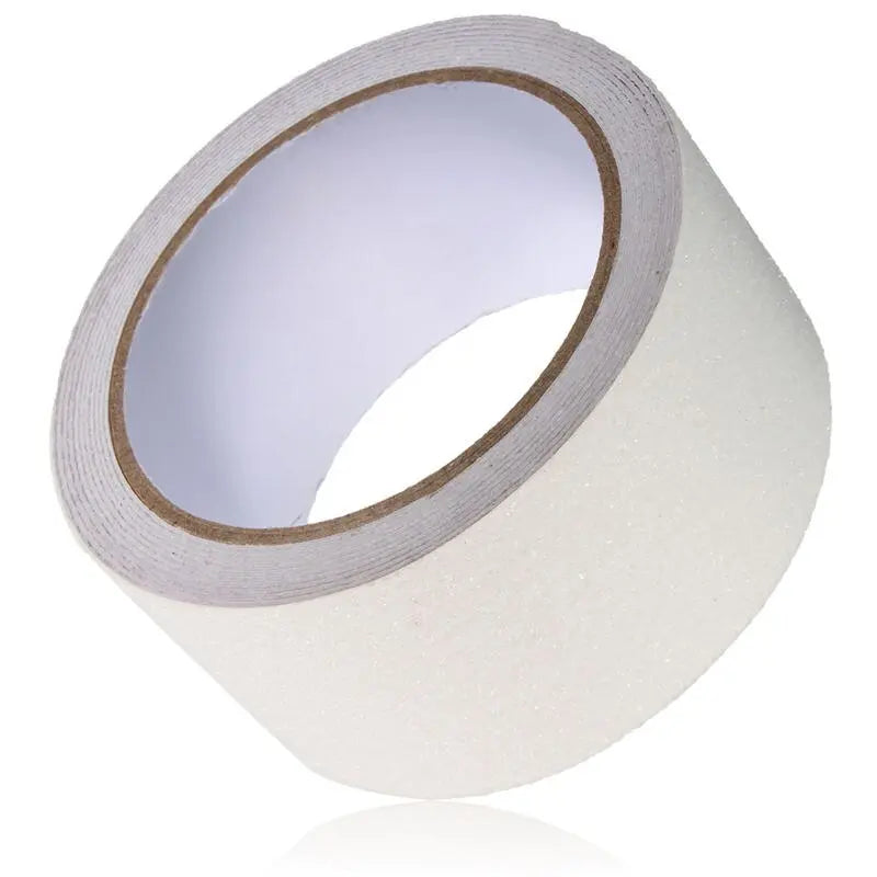White anti-skid tape for adding traction to slippery floors, stairs and steps