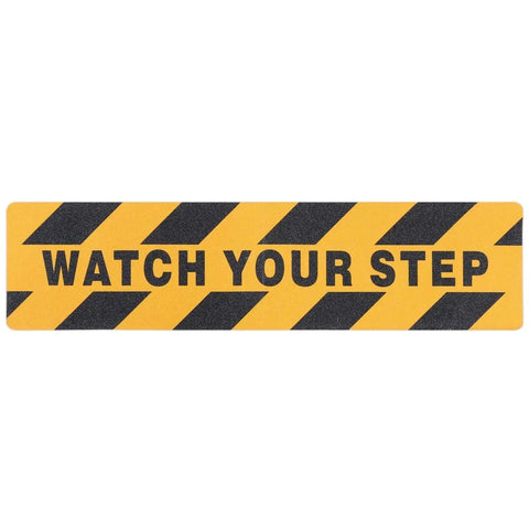 LifeKrafts yellow and black Watch Your Step anti-skid strip for stairs and walkways