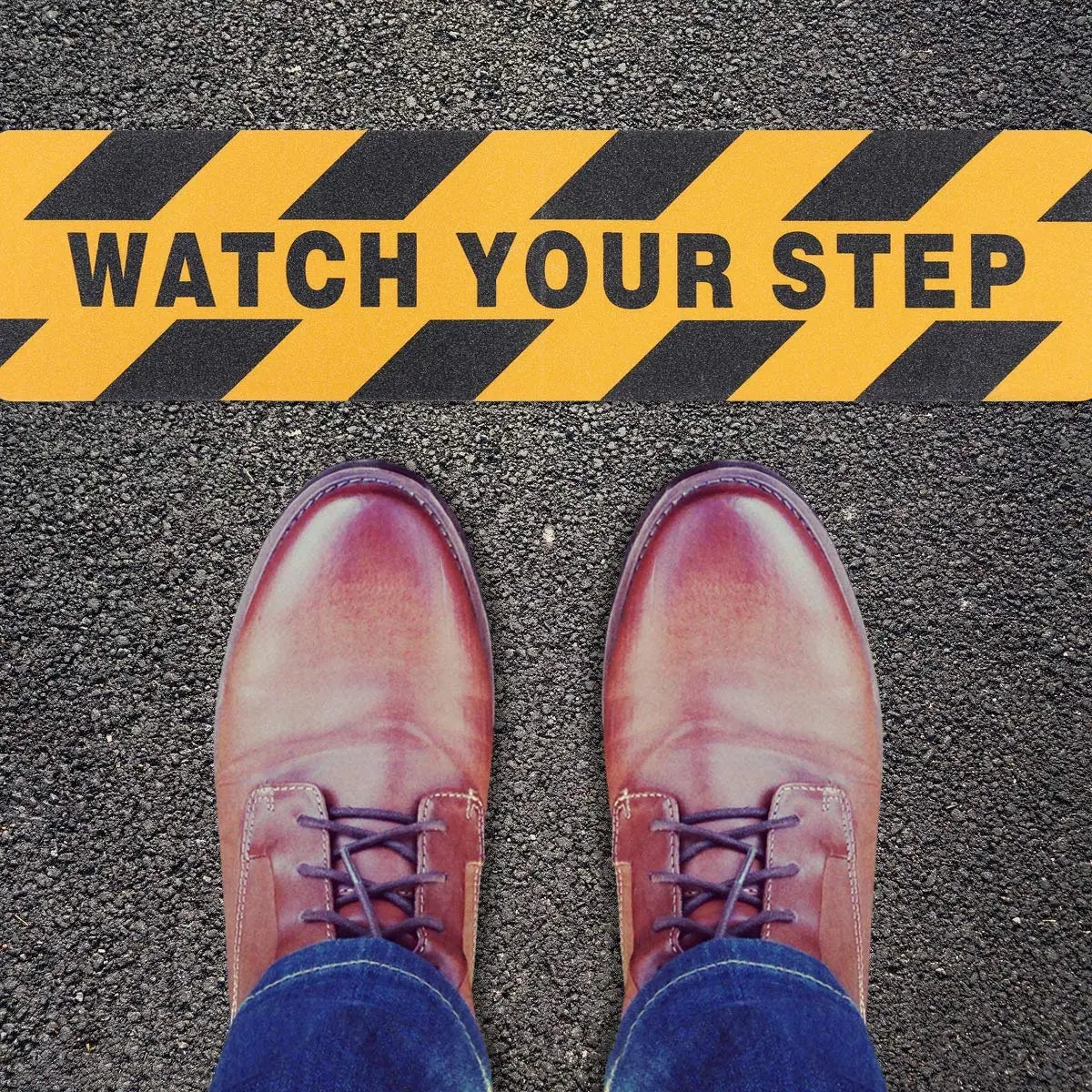 Self Adhesive Anti Slip/Anti Skid Strip. "WATCH YOUR STEPS" message LifeKrafts