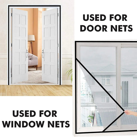 Black self-adhesive hook tape roll for door and window mosquito net installation and replacement