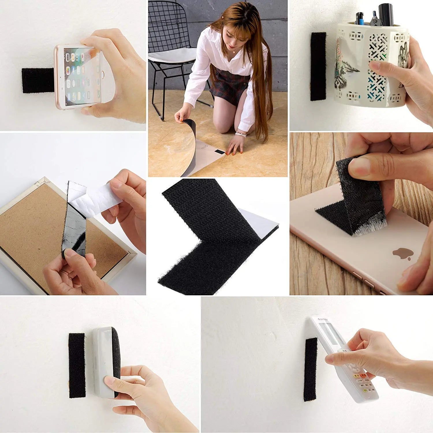 Self Adhesive Hook Tape & loop tape for Stationary, Pictures, Tools and more... - Black color (25mm) LifeKrafts