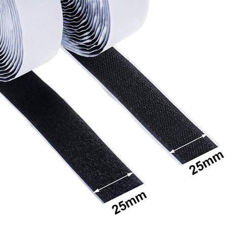 Hook & Loop Tape Roll | Self-Adhesive Hook & Non-Adhesive Loop | Black | 25mm | LifeKrafts Hook & Loop Tape LifeKrafts