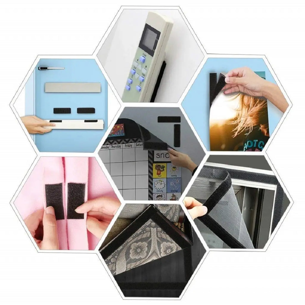 Black hook and loop fastening tape for multipurpose home office and fabric applications