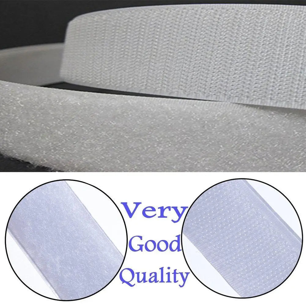 Self Adhesive Hook and Non Adhesive Loop Tape with Strong Glue - White Color (20mm) LifeKrafts