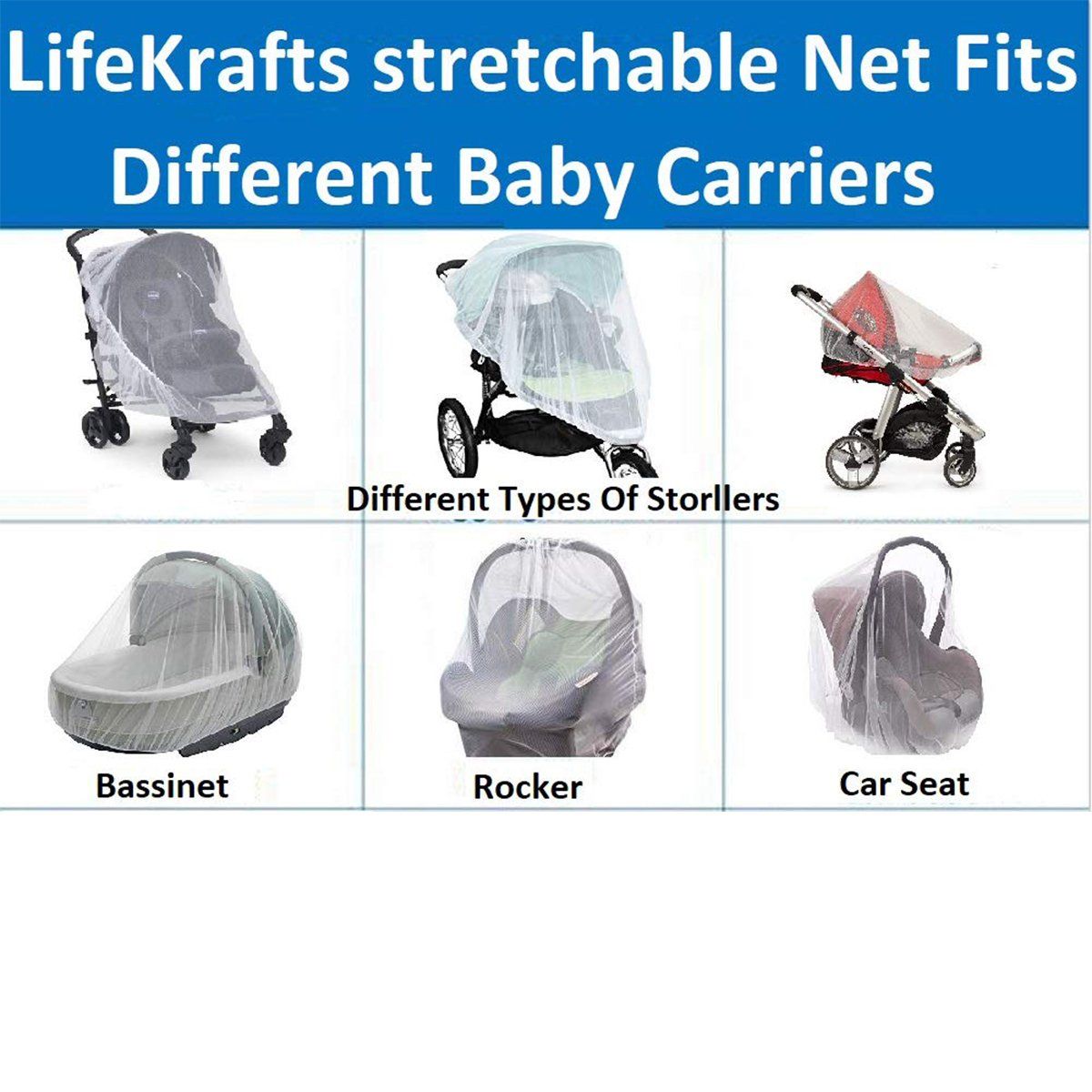 Stroller Mosquito Net for Baby, Cribs, Bassinets & Car seats LifeKrafts