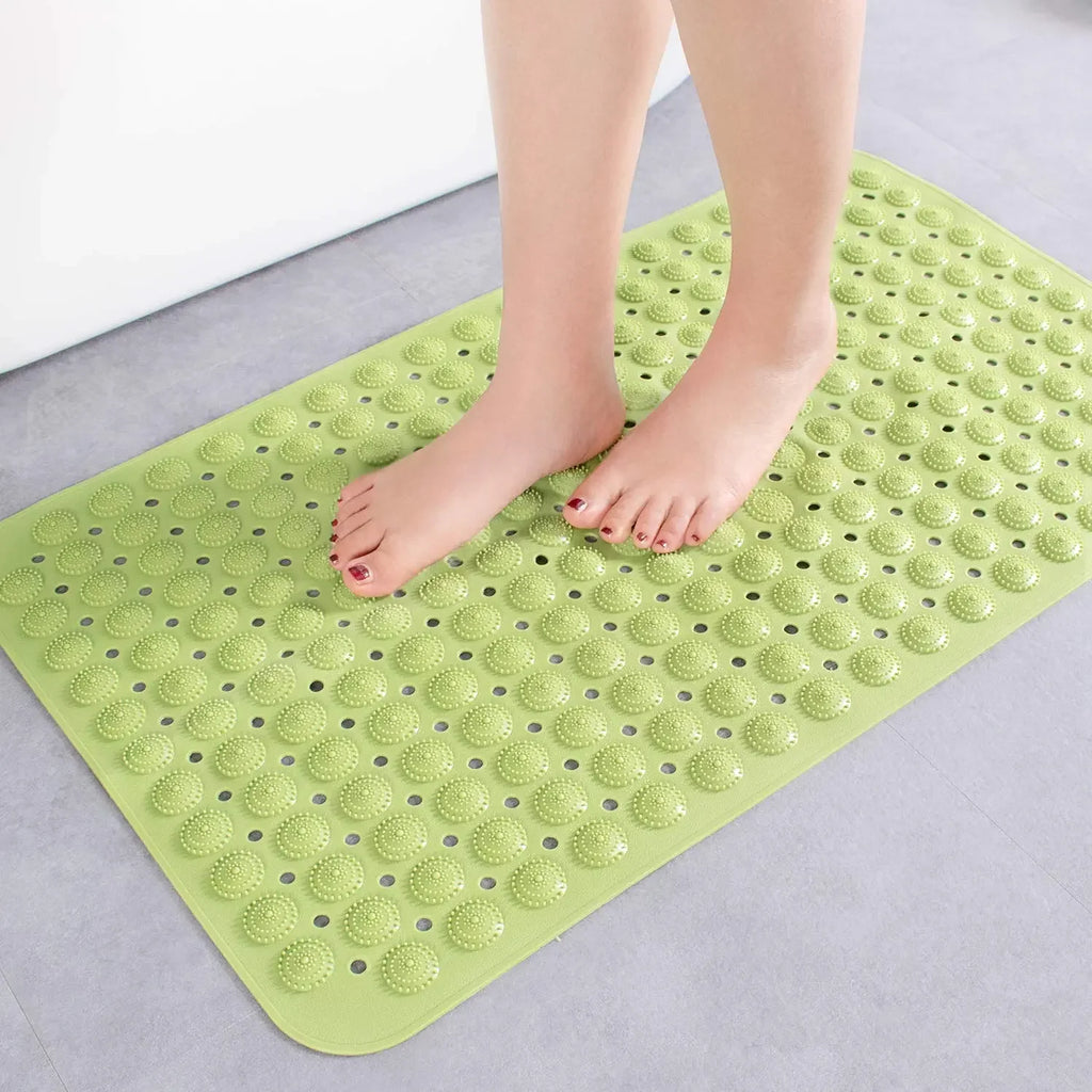 LifeKrafts green Accu-Pebble anti-slip bath mat for shower and bathroom floor use