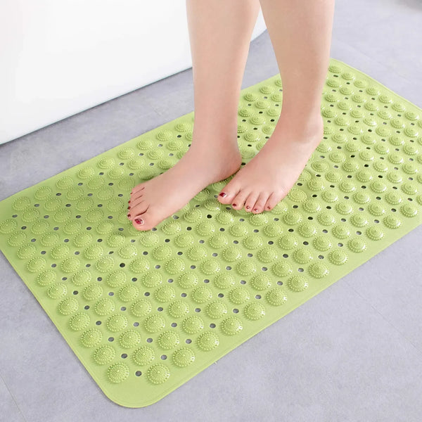 LifeKrafts green Accu-Pebble anti-slip bath mat for shower and bathroom floor use