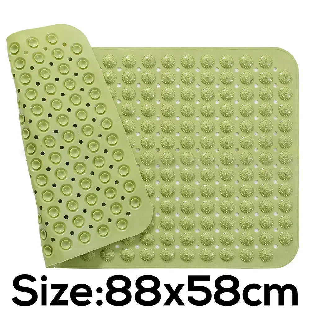 LifeKrafts green Accu-Pebble anti-slip bath mat measuring 88 x 58 cm with suction cups