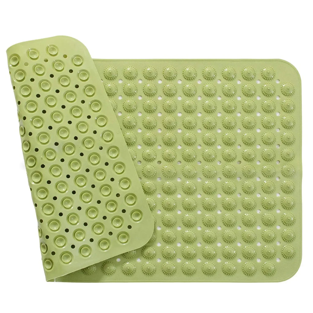 LifeKrafts green Accu-Pebble anti-slip bath mat with textured surface and suction cups