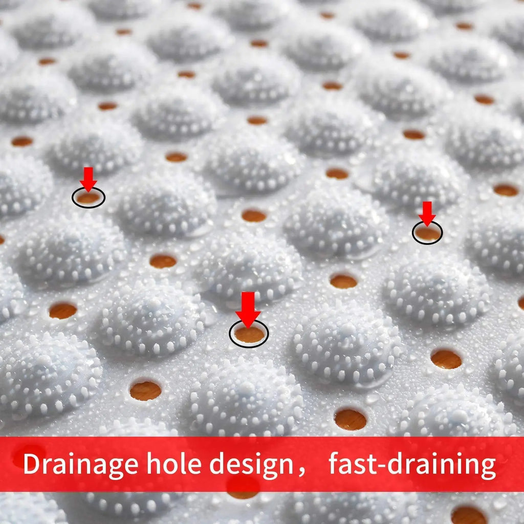 LifeKrafts grey anti-slip bath mat with suction cup backing for smooth bathroom surfaces