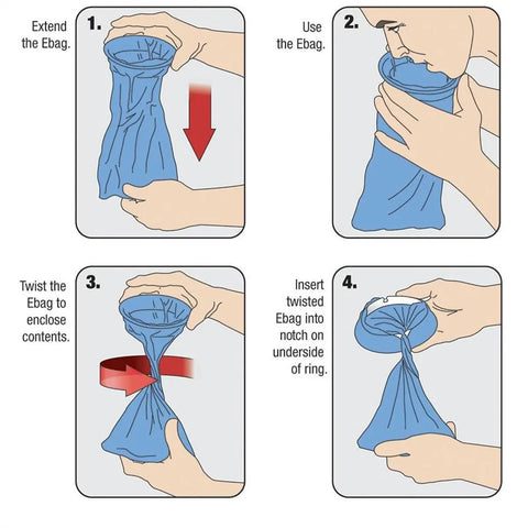 LifeKrafts disposable emesis vomit bags pack showing 1.5 litre bag and compact folded units
