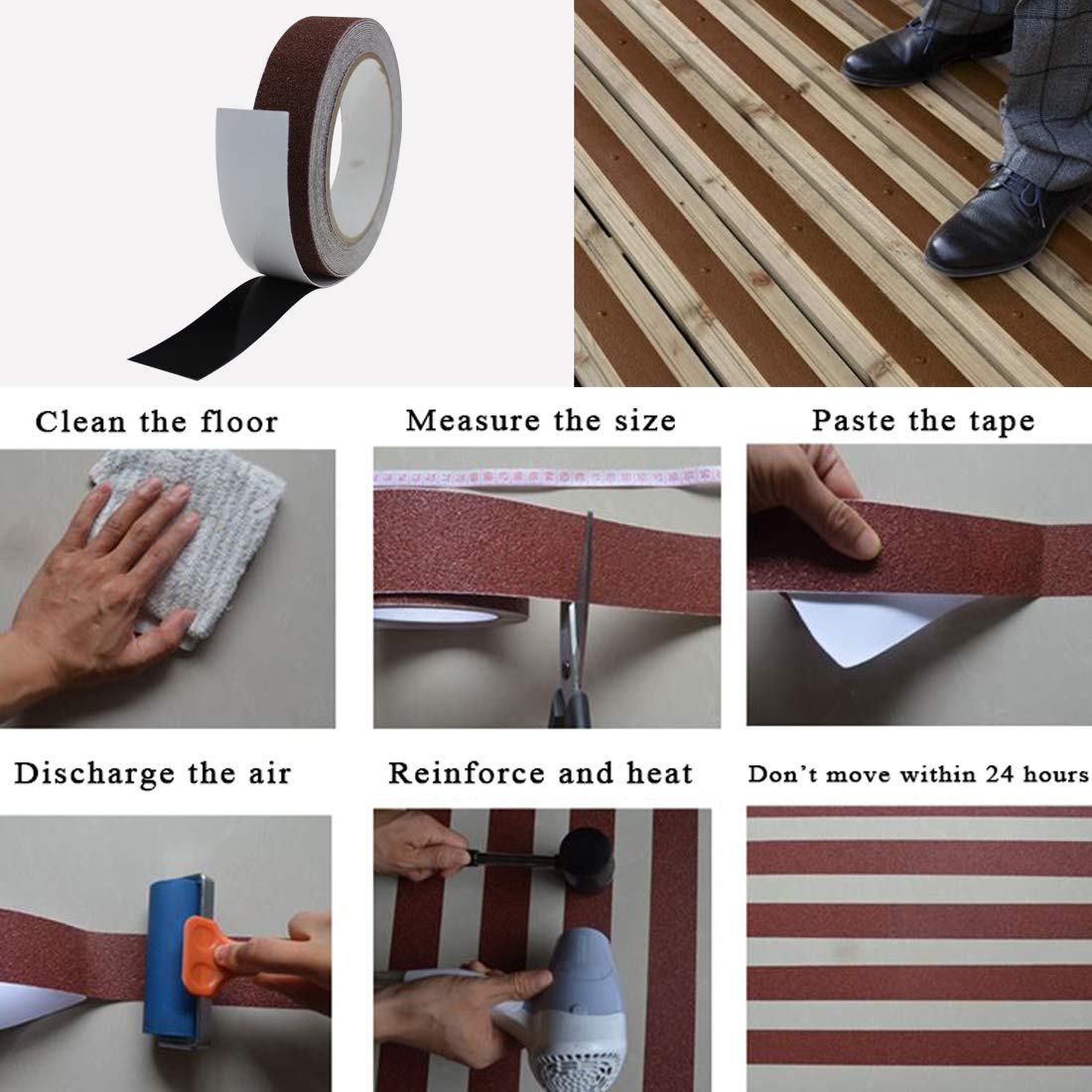 Friction Anti Slip Tape for Slippery floors, Staircase, Ramps, Indoor, Outdoor  - Brown LifeKrafts