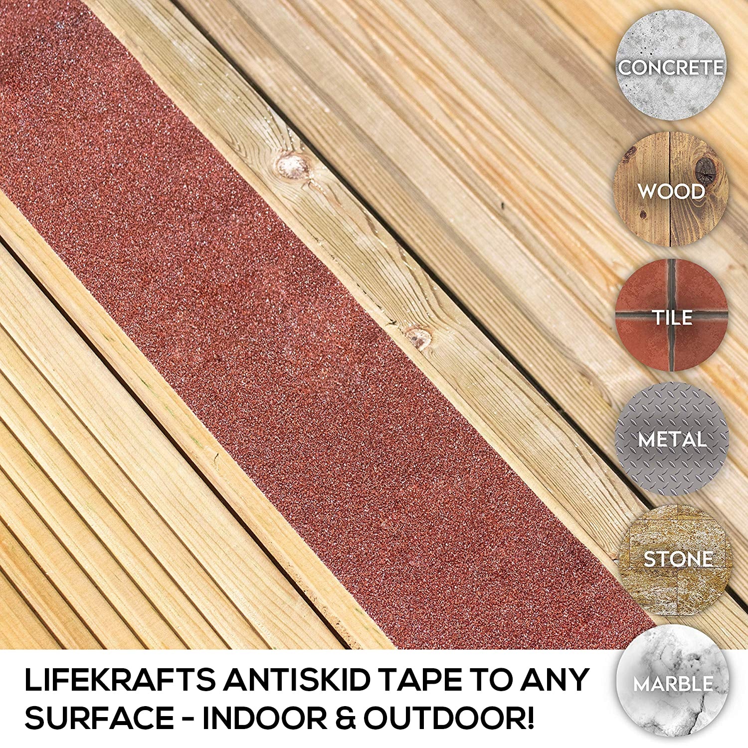 Friction Anti Slip Tape for Slippery floors, Staircase, Ramps, Indoor, Outdoor  - Brown LifeKrafts