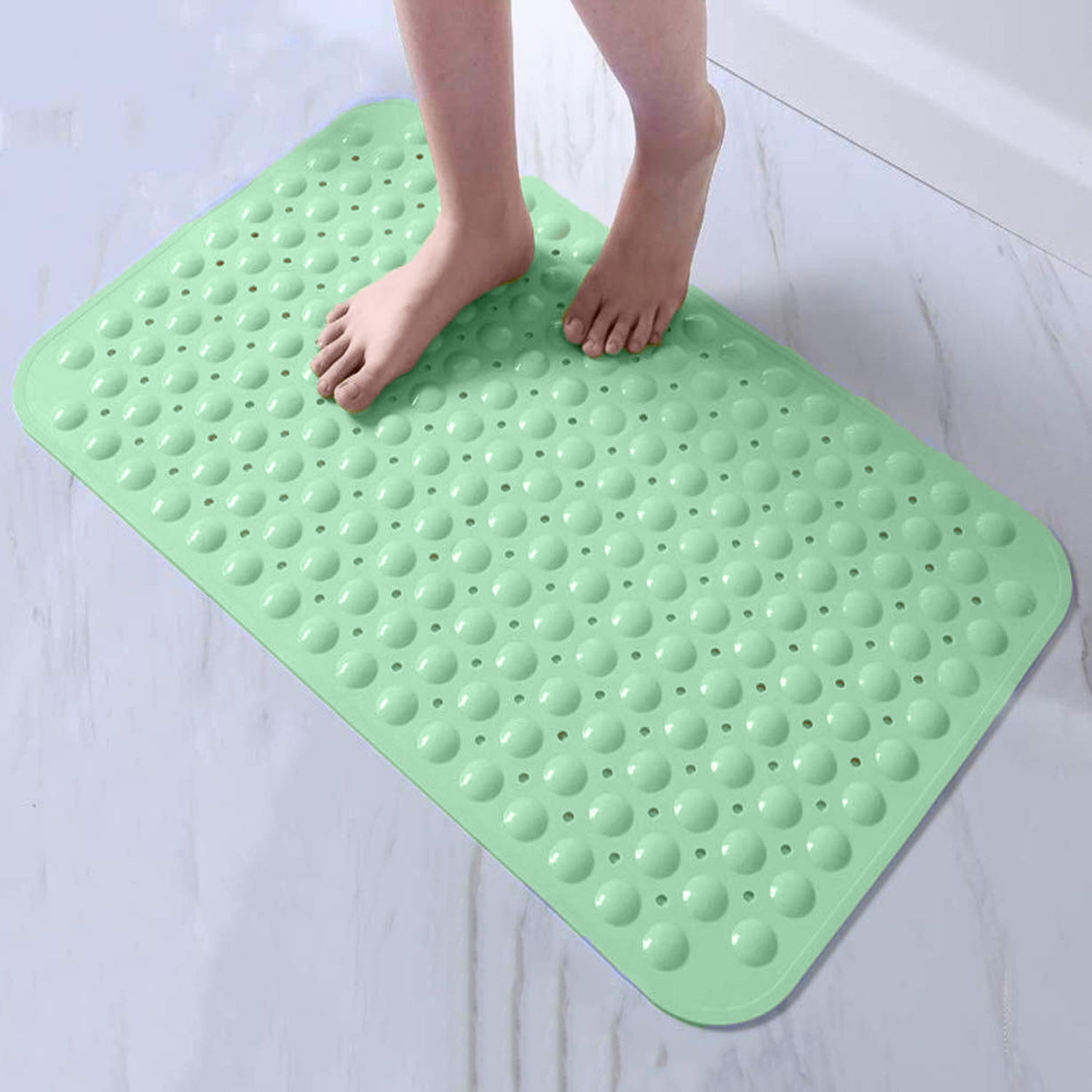 LifeKrafts Experia Anti-Slip with Suction Cup Bath Mat, 88x58cm (Green Color with Soft-Pebble) LifeKrafts